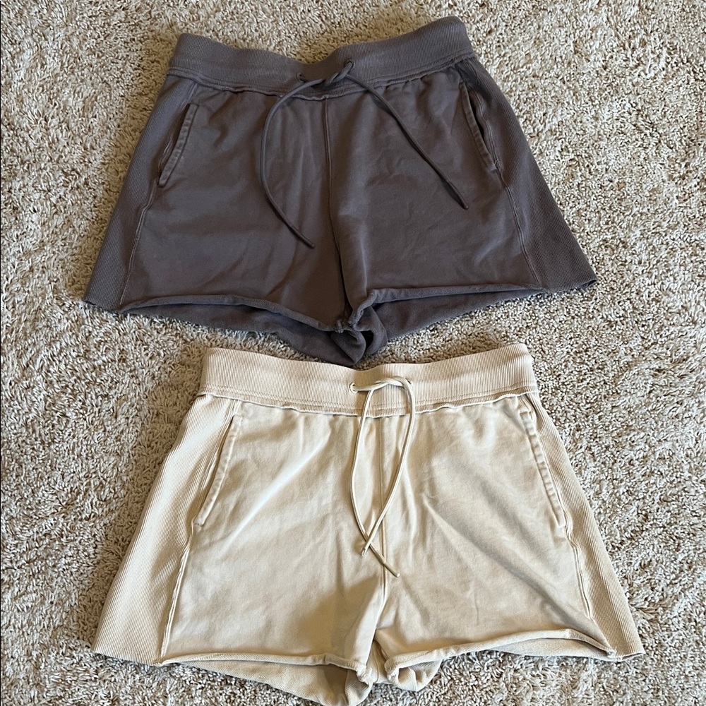 Joy Lab Women's Pull-On Drawstring Shorts in Grey and Butter Cream
